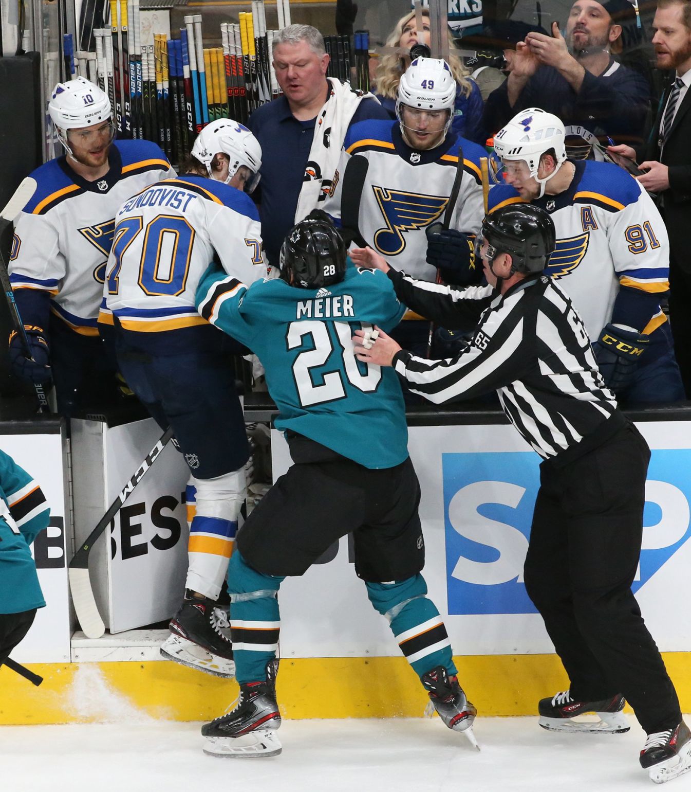 Blues and Sharks skate in game 5 of the semifinals